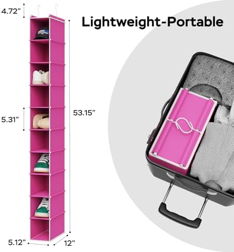 MAX Houser 2 Pack 10 Tier Slim Hanging Shoe Organizer Pink - Image 3