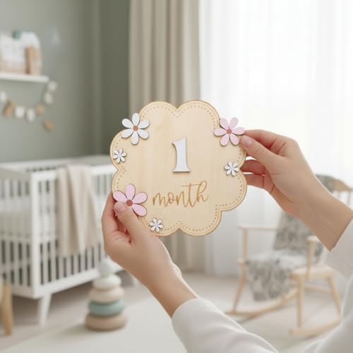 Baby Girl Monthly Milestone Signs, 1-12 Monthly Baby Milestone Girl, Newborn - Image 4