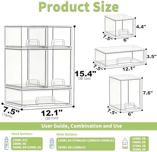Bottle Storage Organizer Baby: Acrylic Stackable Storage Drawers - Image 2