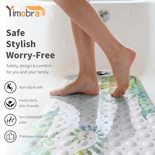 Yimobra Non Slip Bath Mat for Tub 40x16, Extra Long Bath Tub Mat - Image 5