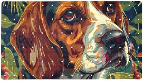 Bathtub Mat Non Slip 26.8x15.1 Inch, Beagle Dog Leaves Shower Mat by Anna+Cowper