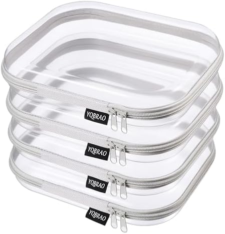 YQBRAO Clear Hard Shell Zipper Cases, 4 Medium Makeup Organizers by Unknown
