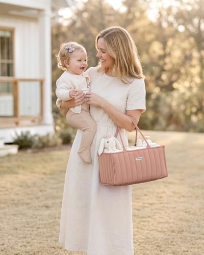Blissful Diary Baby Diaper Caddy Organizer, Nursery Storage, Blush Pink - Image 2