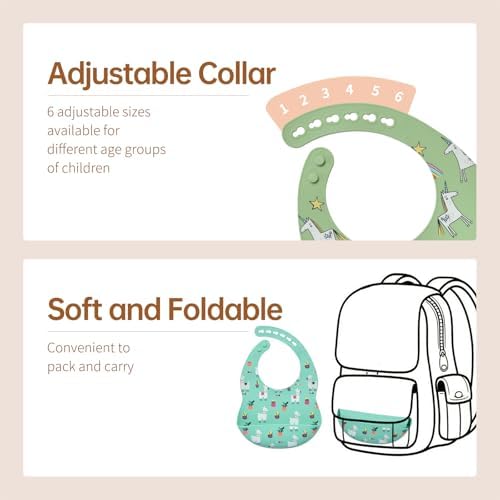 Silicone Baby Bibs 2 Sets, Adjustable Waterproof Baby Bibs - Image 3