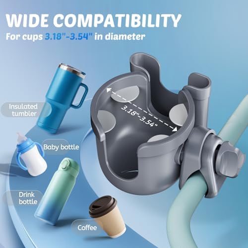 Walker Cup Holder with Phone Holder, Stroller Wheelchair Bike Accessories - Image 3