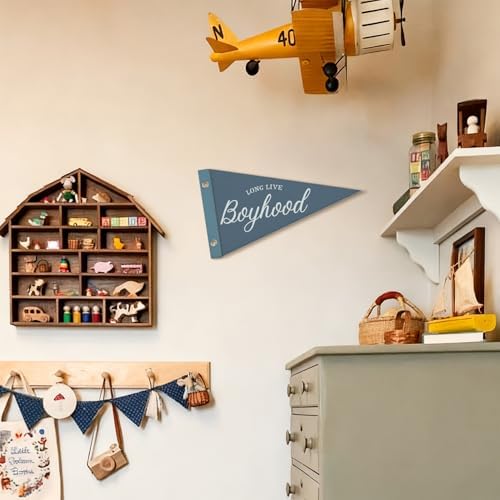 Kids Playroom Decor Pennant Felt Banner Flags, Long Live Boyhood Flet Banner - Image 4
