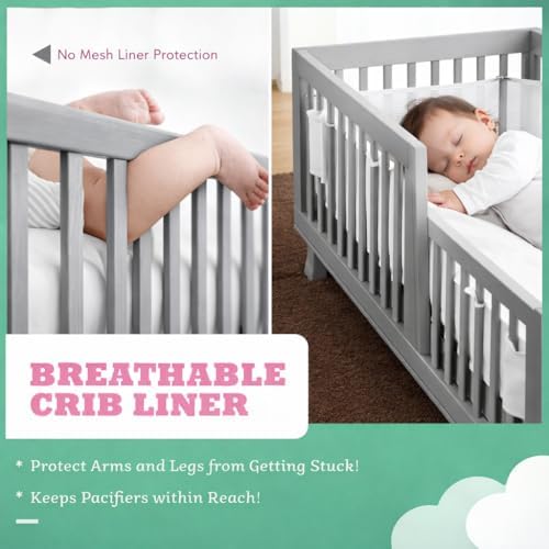 Full-Size Crib Breathable Mesh Liner, 3mm Classic Mesh - Image 3