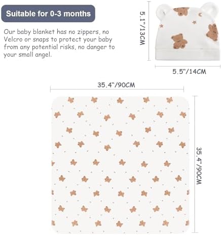 DRESHOW BQUBO Cotton Baby Swaddle Hat Set Newborn Infant Receiving Blankets - Image 6