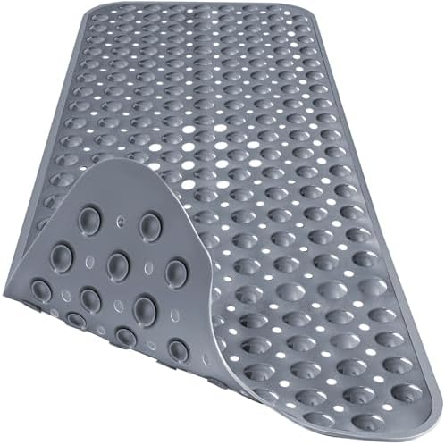 Extra Long Bathtub Mat Non Slip Bath Mat Gray 40"x16" Full Size - Image 3
