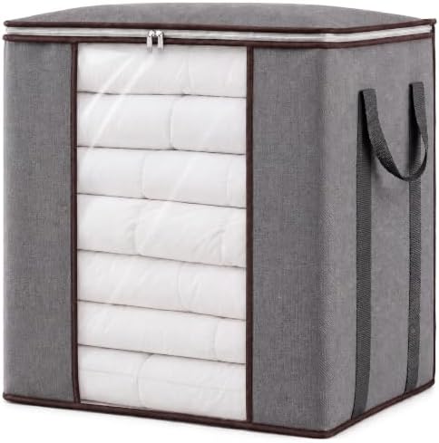 Blanket Storage Bags 120L for Comforter Clothes Bedding Sheet Grey by Fixwal
