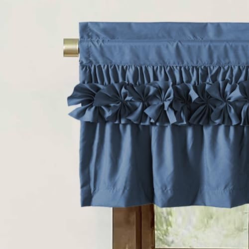 HIG 2 Pack Navy Ruffle Handcrafted Window Valances - Image 3
