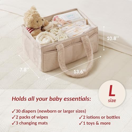 luxury little Soft Baby Diaper Caddy Organizer, Nursery Storage Basket - Image 4