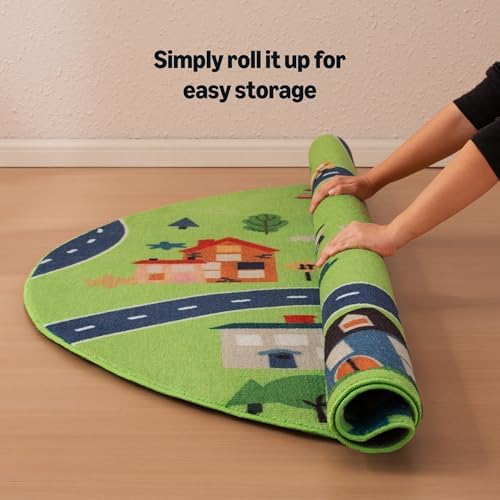 Amazon Basics Kids Washable Round Area Rug, Circle Printed Carpet Play Mat - Image 6