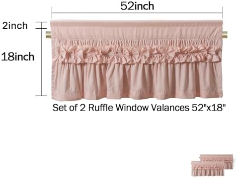 HIG 2 Pack Peach Ruffle Handcrafted Window Valances - Image 4
