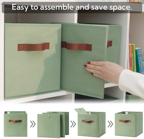 GRANNY SAYS 11 Inch Fabric Storage Cubes, Sage Green - Image 7