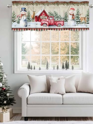 Vandarllin Christmas Farmhouse Kitchen Curtains Valances - Image 4