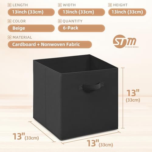STORAGE MANIAC Storage Cubes, 13 Inch 6 Pack Collapsible Fabric Shelf Bins - Image 4