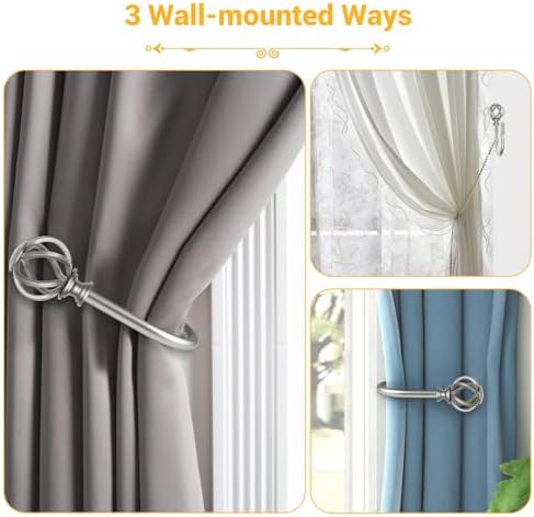 USFOOK Antique Silver Curtain Holdbacks, Drapery Tiebacks, 2 Pack/1 Pair - Image 4
