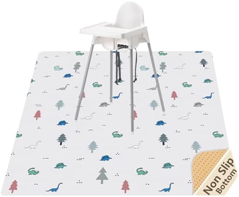 Splat Mat for Under High Chair, Waterproof Washable High Chair Floor Mat by WOMUMON