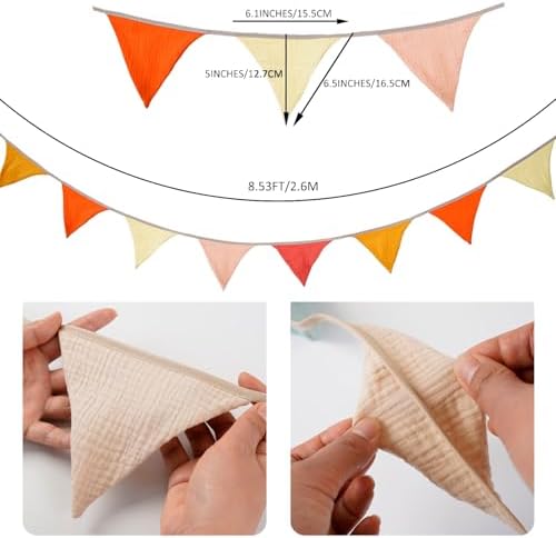 Pennant Banner Bunting Flags, Garland Triangle Banners Fabric Bright Color - Image 2