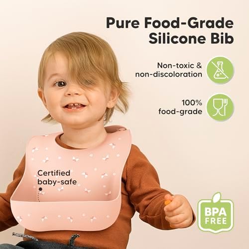 KeaBabies 2-Pack Silicone Bibs for Babies, Toddlers Girl - Image 2