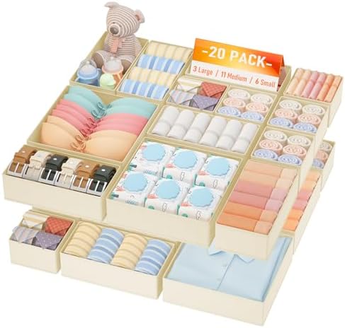 DIMJ Drawer Organizer Clothes, 20 Pack Dresser Organizer, Foldable Closet by DiMJ