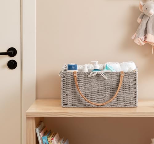 HBlife Large Baby Diaper Caddy Organizer, Paper Rope Storage Baskets Nursery Bin - Image 6