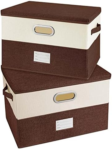 Large Linen Fabric Foldable Storage Bins by Unknown