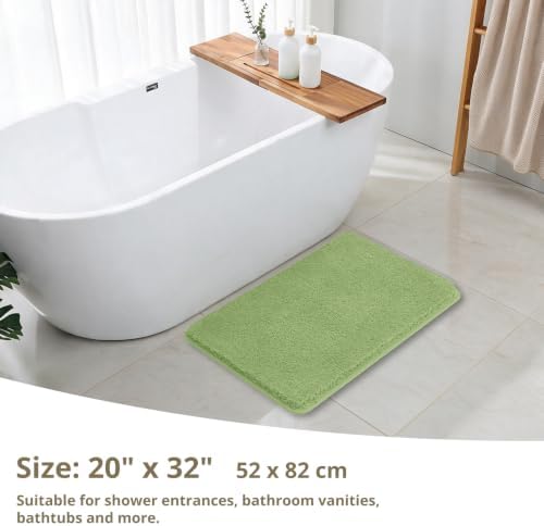 Polyester Bathroom Rug 20"x32" Olive Green, Non-Slip Soft Bath Mat - Image 2