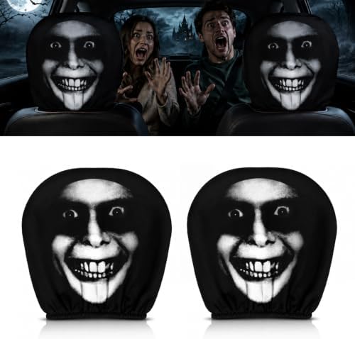 2 Pack Scary Headrest Covers for Cars, Funny Scary Face Auto Seat Elastic by Unknown