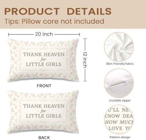 Thank Heaven for Little Girls Pillow Covers 12x20 Set of 2, Baby Girl Nursery - Image 2