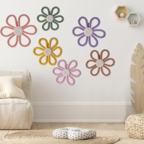 Boho Nursery Decor Daisy Flower Woven Macrame Wall Hanging 3 Size Daisy Flower by Unknown