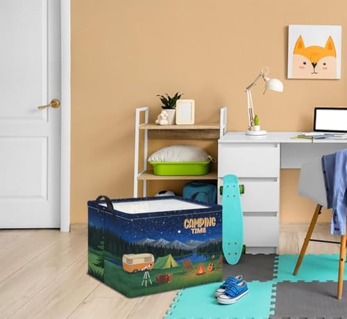 Rectangle Storage Basket with Handles, Collapsible Storage Bin, Books Box - Image 2