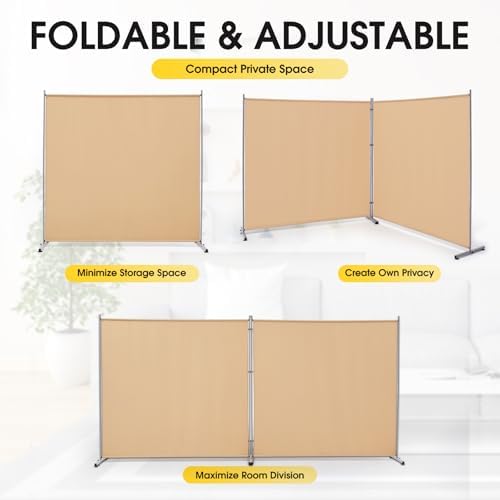 Rantila 2 Large Panels Room Divider, Portable Office Divider, Convenient Movable - Image 6