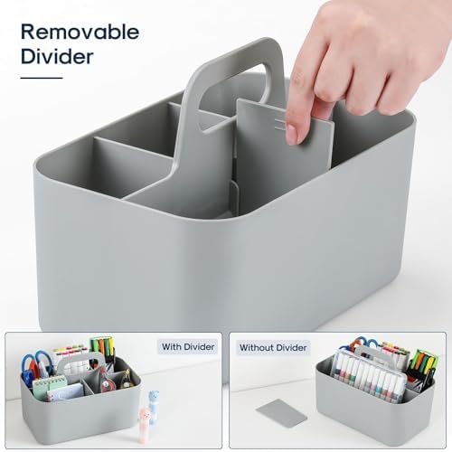 Multiuse Caddy Organizer with Handle, Portable Divided Plastic Tote Bin - Image 6