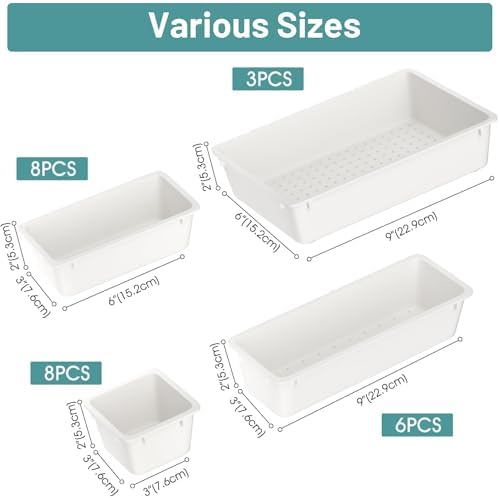25 PCS Plastic Drawer Organizer Set, Makeup Organizers and Storage Bins - Image 2