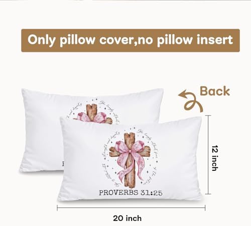 Coquette Pink Bow Christian 12x20 Pillow Cover, Christian Room Decor, Proverbs - Image 3