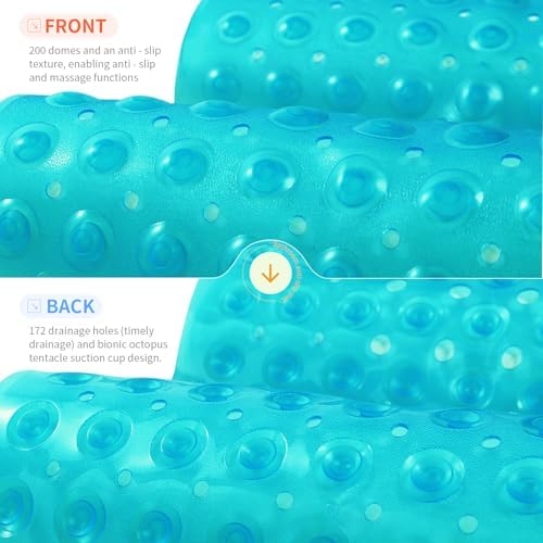 Anti-Slip Bathtub Shower Mat 40×16 Inch Clear Green - Image 2