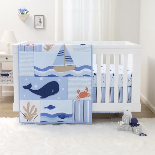 The Peanutshell 3 Piece Nautical Patch Baby Crib Bedding Set Boy, Baby Blanket by ThePeanutshell