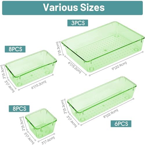25 PCS Plastic Drawer Organizer Set, Makeup Organizers and Storage Bins - Image 2