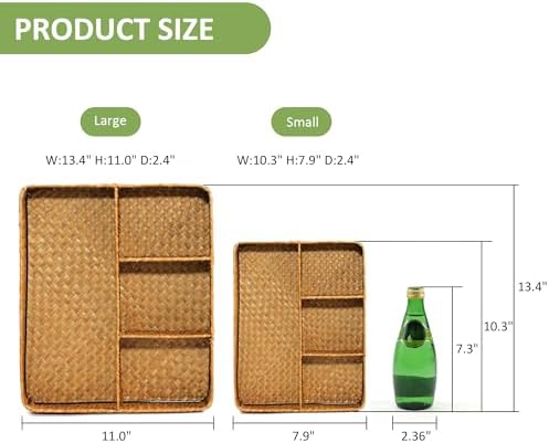Nonam Large 4-Section Seagrass Tea Bag Organizer, Divided Basket - Image 5