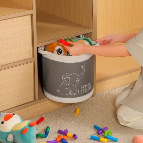 Toy Basket for Baby Laundry Hamper Blanket Baskets Cute Elephant Nursery - Image 4