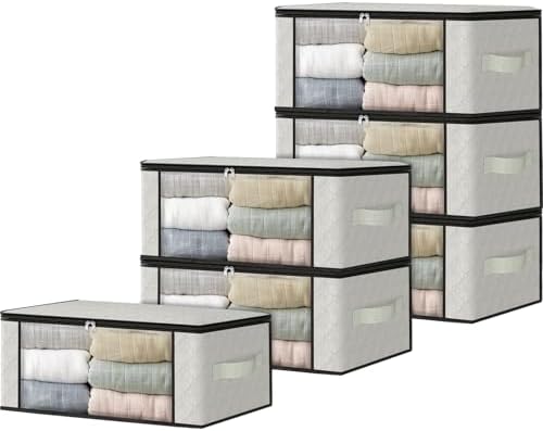 HomeHacks 6-Pack Clothes Organizer Storage Bags, 35L Storage Bins by HomeHacks