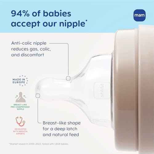 MAM 9oz Pure Glass Feel Good Anti-Colic 2+ Months Baby Bottle, 1 Pk - Image 2