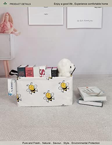 Rectangular Fabric Storage Bin, Foldable Bee print Basket - Image 6