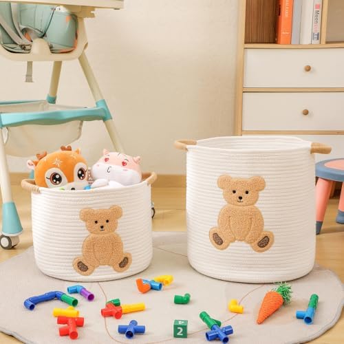 Large Blanket Baskets for Living Room, Teddy Bear Baskets Toy Storage Basket - Image 2