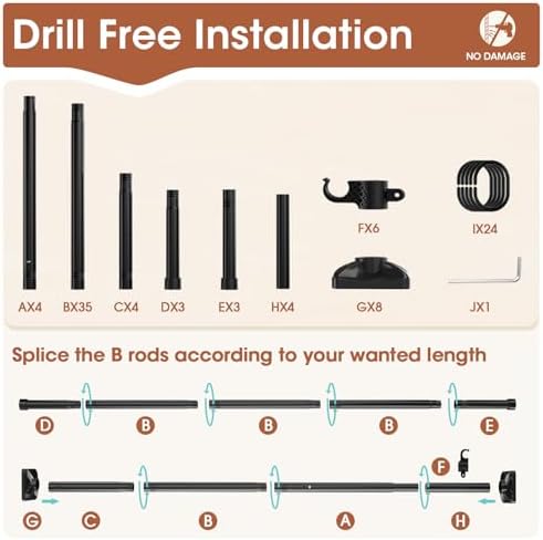 SUNALLY Room Divider Curtain Rod 4-10ft28-171in Room Separator - Image 6