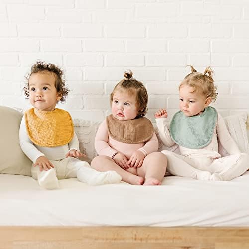 Konssy 8-Pack Muslin Baby Bibs, Adjustable Fit - Image 3