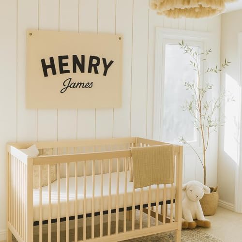 Personalized Embroidered Baby Name Banner Canvas Pennant Flag Nursery Decor - Image 3
