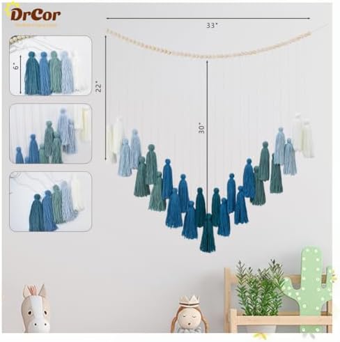 DrCor Ombre Green Boho Macrame Garland Wall Hanging Decor - Image 2